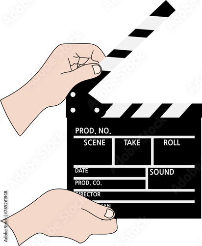 Hands holding a clapper board, 슬레이트