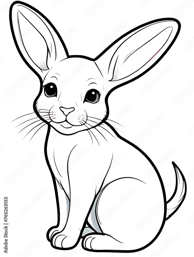 Rabbit Smoothly outline shape white background  ai generated