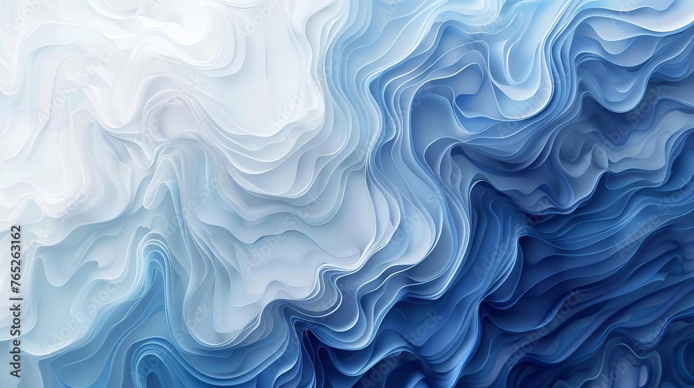 Panoramic wallpaper with abstract organic fluid lines background