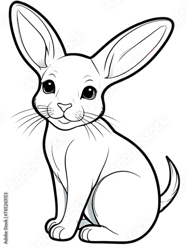 Rabbit Smoothly outline shape white background ai generated