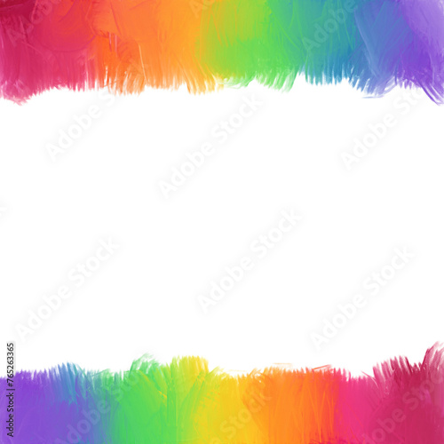 Rainbow oil painted edges, blurred and textured border design elements for PRIDE month, hand painted transparent overlay