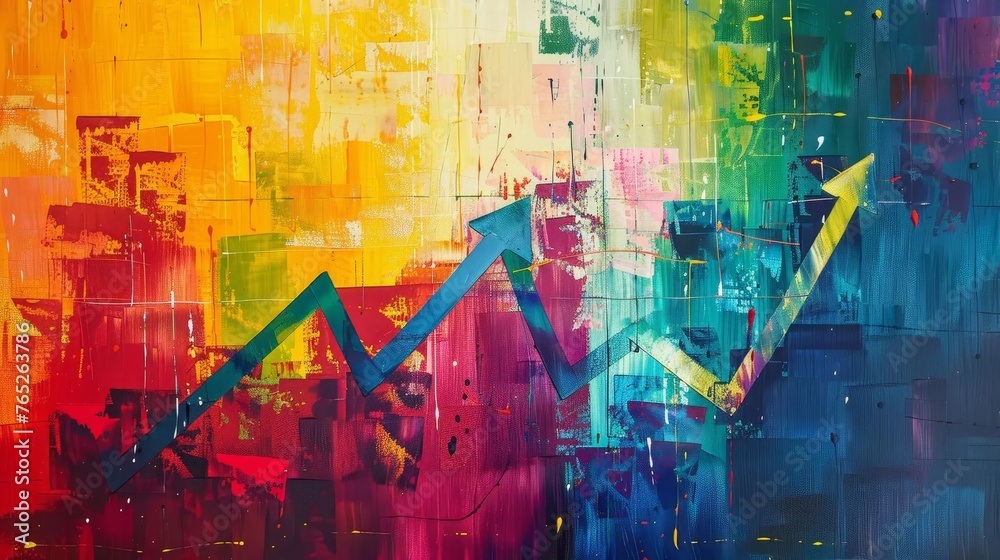Vibrant oil painting depicting SEO search engine optimization and website traffic growth - obrazy, fototapety, plakaty 