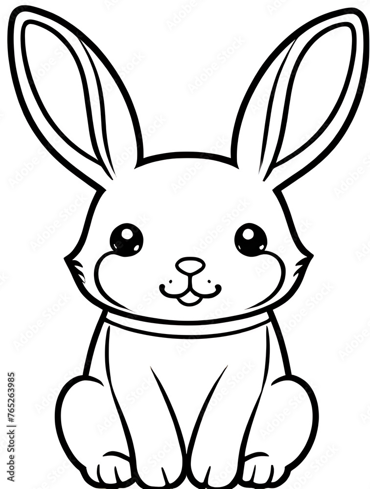 Rabbit Smoothly outline shape white background  ai generated