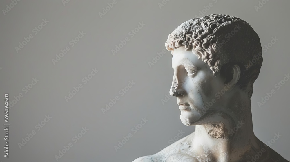 Ancient Greek marble sculpture of a man, classic example of art history and antiquity, photo with copy space Ancient Greek marble sculpture of a man, classic example of art history and antiquity, photo with copy space