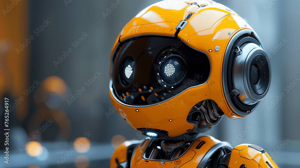 Tiny tech companion: Animated robot baby, miniature marvel. Tiny tech companion: Animated robot baby, miniature marvel.