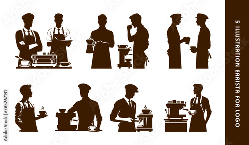 silhouette astronaut, barista, birds, bears, for digital and print