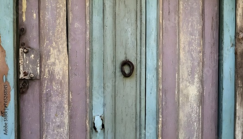 Weathered Worn Out Wooden Door With Peeling Paint
