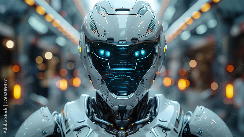 Modern robotics: Android model showcasing futuristic design concept. Modern robotics: Android model showcasing futuristic design concept.