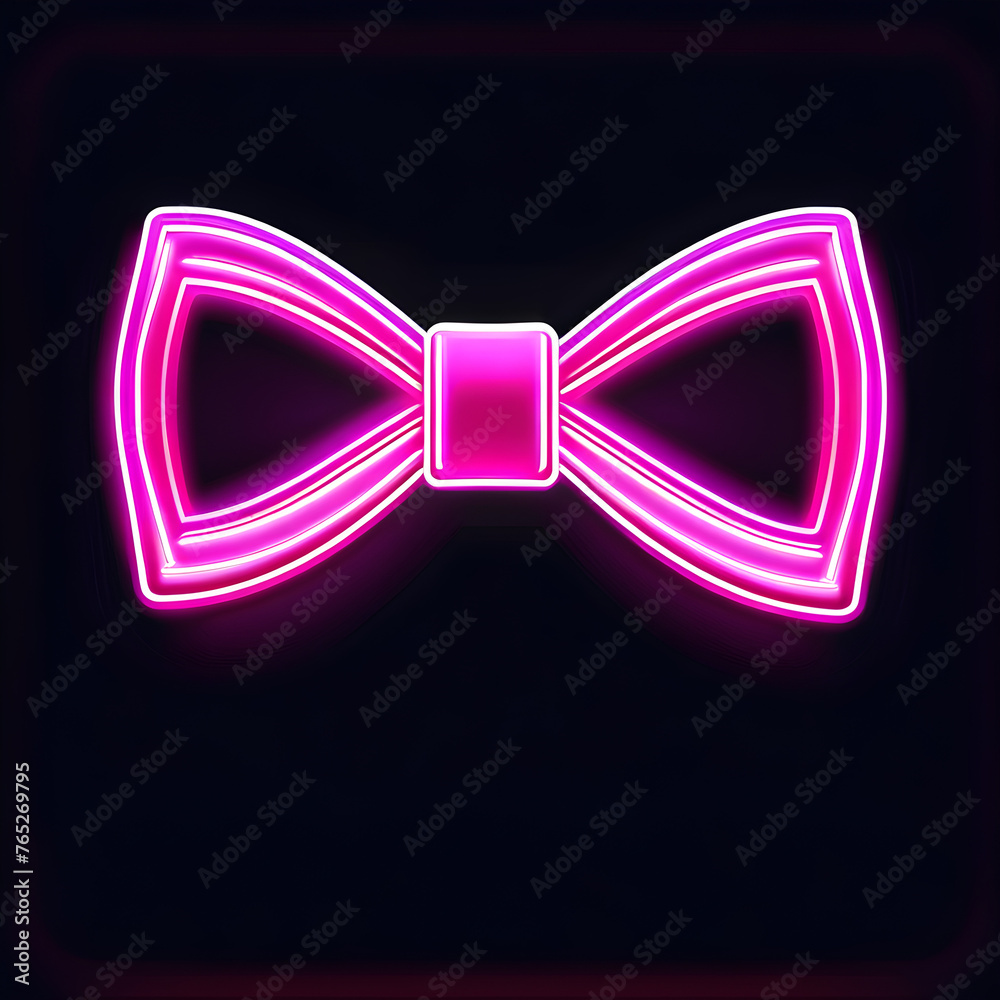 Fototapeta premium Pink Neon Ribbon Icons: Delightful and Charming Designs to Brighten Your Projects(Generative AI)