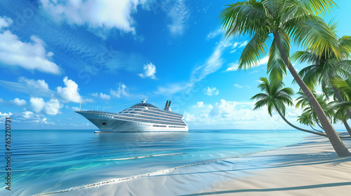 Luxury cruise ship sailing in tropical island at summer © Maizal