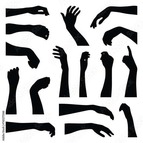 Vector collection set of hand gesture silhouettes.