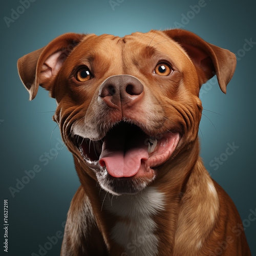 Vibrant portrait of a joyful dog with sparkling eyes and a wide smile  showcasing the pure happiness of pets