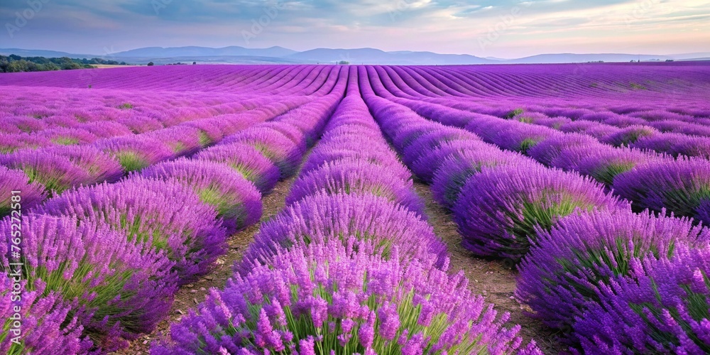Beautiful Detail of Scented Lavender Flowers Field - Purple Blossoms
