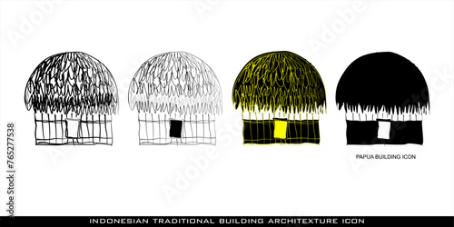 Vector illustration of traditional Indonesian building architecture icon