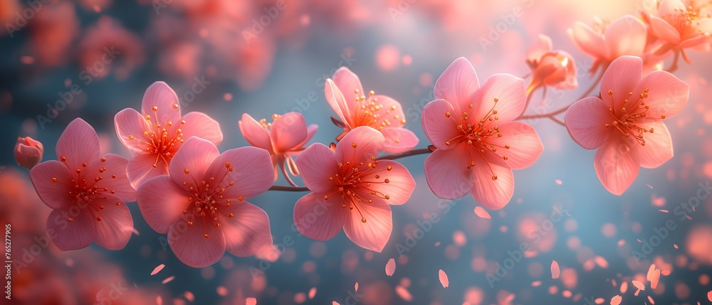 Kirschblüten mit Tiefenschärfe, Verträumte Kirschblüten am Zweig Kirschblüten mit Tiefenschärfe, Verträumte Kirschblüten am Zweig