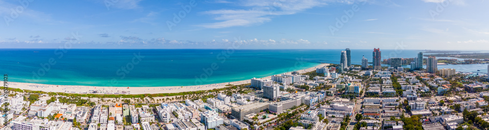Aerial panorama Miami Beach spring break 2024