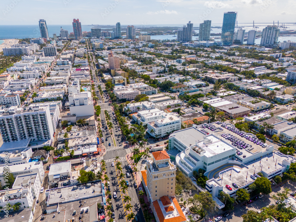 Aerial cityscape Miami Beach 2024