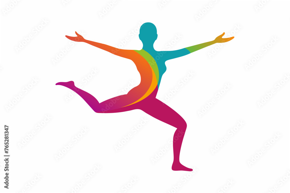 colorful yoga silhouette vector illustration
