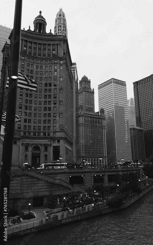 Fototapeta premium large buildings in city (chicago, illinois)
