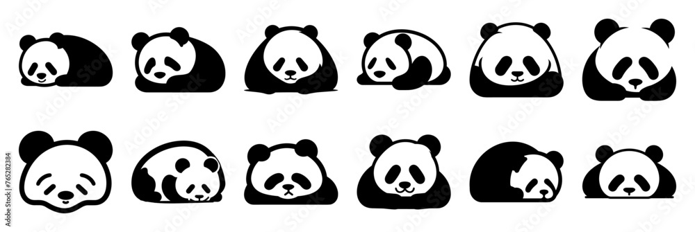 Panda silhouette set vector design big pack of illustration and icon Panda silhouette set vector design big pack of illustration and icon