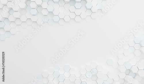 하얀 배경의 육각형 파도 패턴, 3D 렌더링 이미지 photo