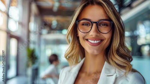 Confident Young Businesswoman with Glasses. Generative ai