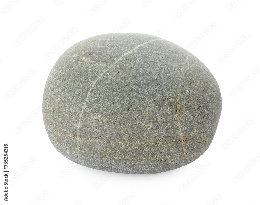 One grey stone isolated on white. Sea pebble One grey stone isolated on white. Sea pebble
