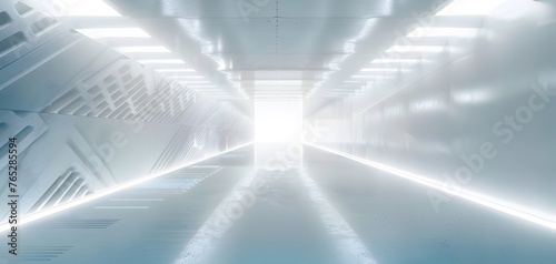 Abstract Futuristic empty floor and room Sci-Fi Corridor With light for showcase,room,interior,display products.Modern Future cement floor and wall background technology interior concept