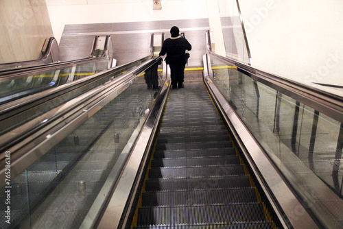 Escalator Looking Down on Moving Staircase Single Person