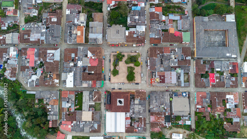 Aerial view of the municipality of Pijao, Quindío, Colombia. Pijao, city without rush