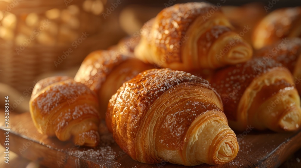 Sugared croissants with a morning glow Sugared croissants with a morning glow