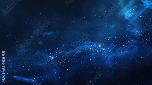 Ethereal blue particles and lights in space - A mesmerizing deep blue space scene with particles and lights that give a feeling of stargazing into the cosmos