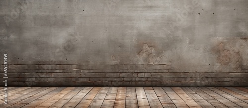 A detailed view of wooden flooring showcasing a wall and a brick wall in the background