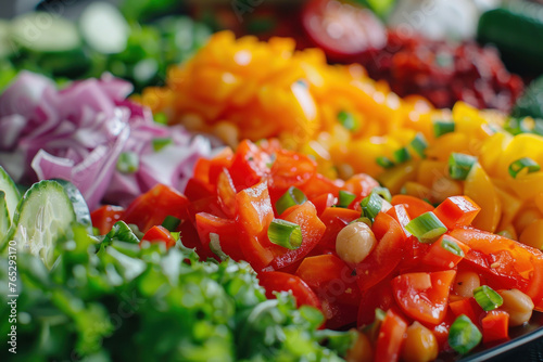 Plating design of vegan chickpea salad with fresh ingredient appetizer