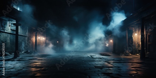 Dark Alley Filled With Smoke Generative AI