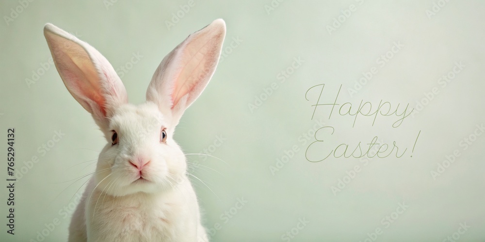 Obraz premium Hop into Easter: Adorable Bunny on Soft Pastel Canvas, Easter eggs, holiday, Easter Flowers, Spring, Easter, greeting card, easter, holiday, Easter Bunny 
