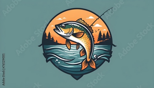 Fishing logo design template illustration
