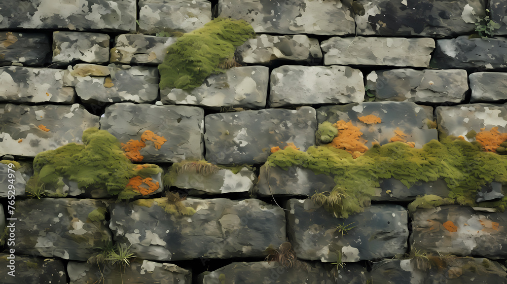 Mossy stone closeup texture background