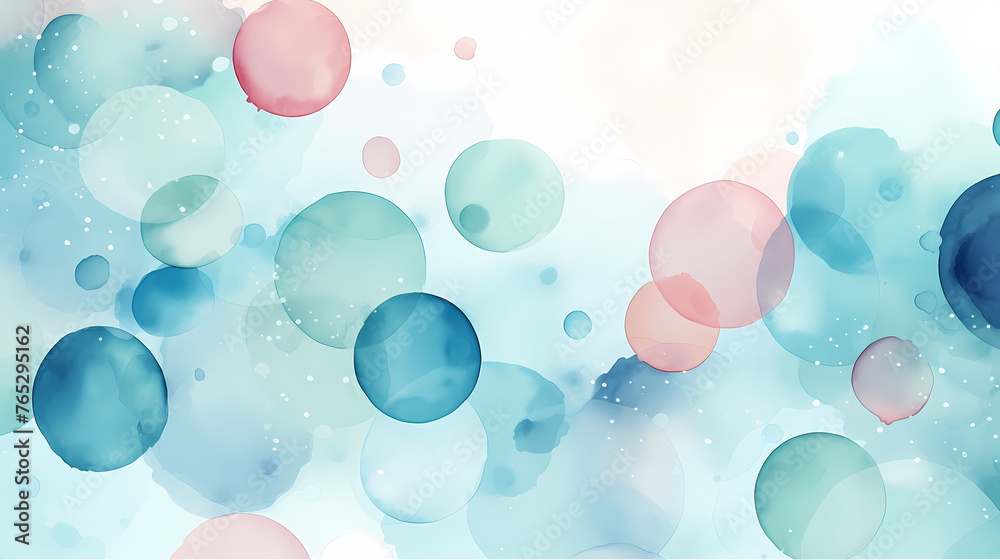 Seamless pattern with pastel watercolor dots in various sizes