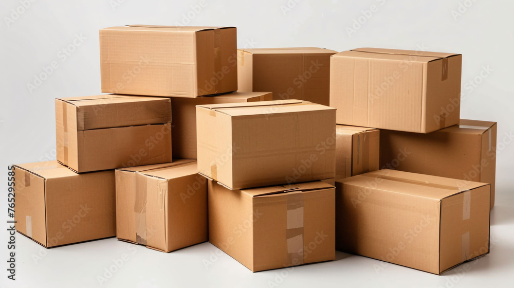 A cluster of piled-up cardboard boxes suggesting a large output in product shipping and logistics.
