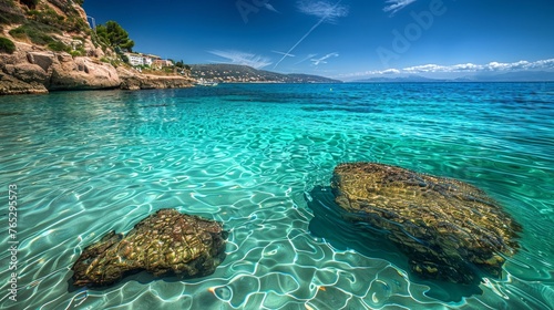 This is an underwater image taken at Moraira beach in the Alicante province of Spain, located along