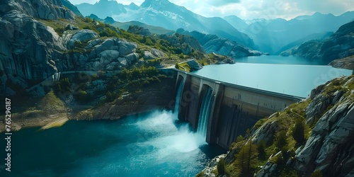 Harnessing Sustainable Hydropower in the Swiss Alps to Combat Global Warming. Concept Sustainable Hydropower, Swiss Alps, Global Warming, Renewable Energy, Environmental Conservation