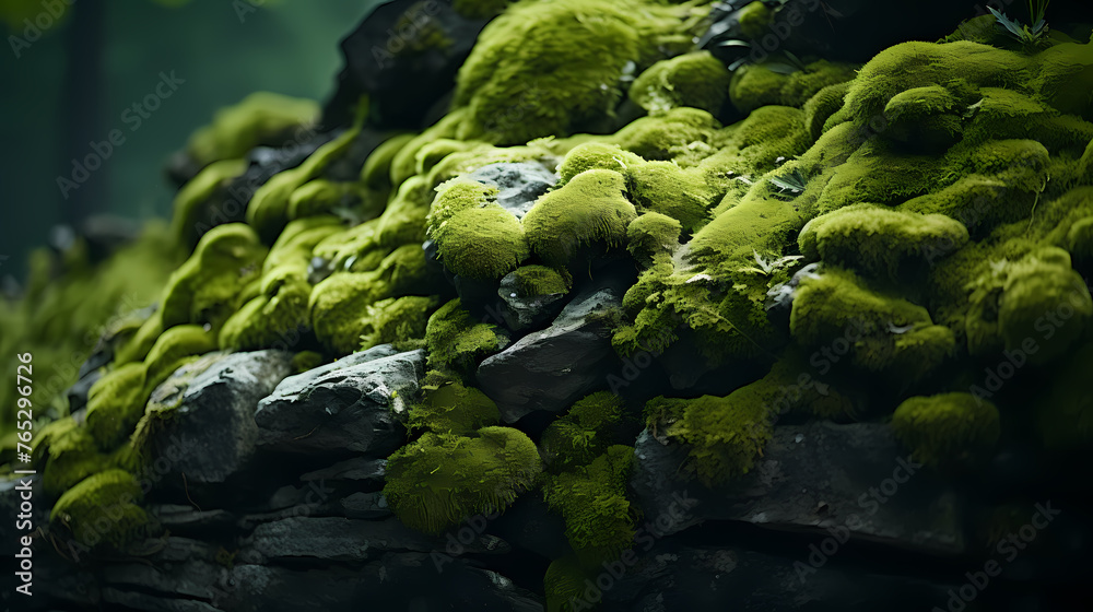 Fototapeta premium Mossy stone closeup texture background