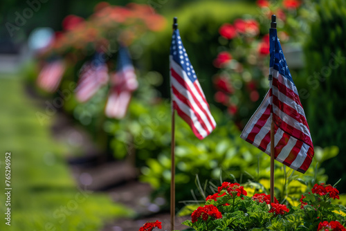 Memorial Day Remembrance with American Flags