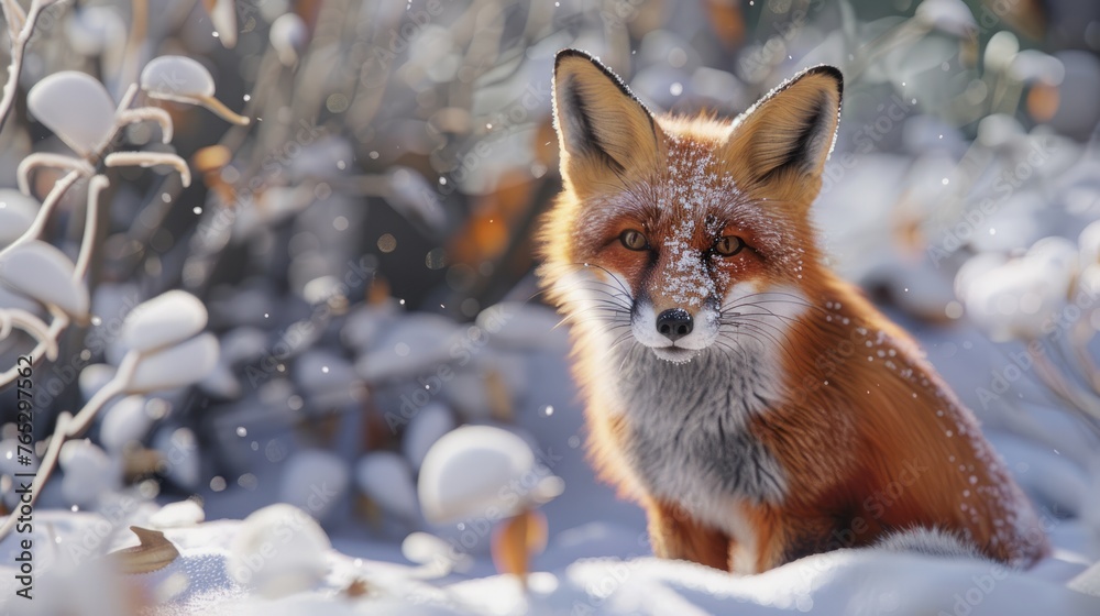 Cute fox baby in snow, winter, Cute fox baby in snow, winter,