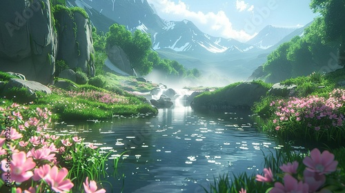 Serene 3D cartoon scenes  soothing sounds  gentle light play
