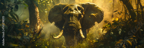 Majestic Elephant in its Natural Habitat: A spectacular display of wildlife's magnificence