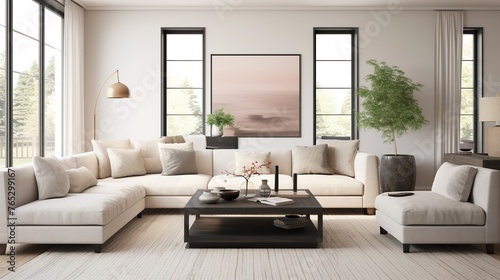 Modern living room interior composition with luxurious palette and background  © Faisal