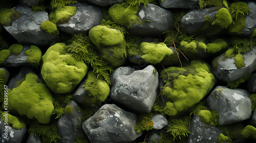 Mossy stone closeup texture background © Derby