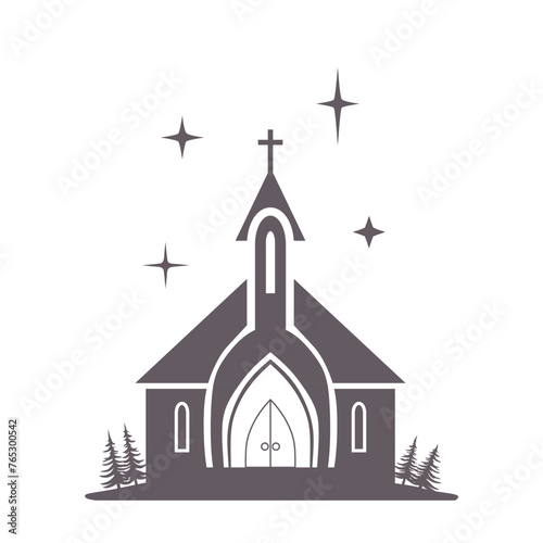Church building emblem. Community worship unity symbol.